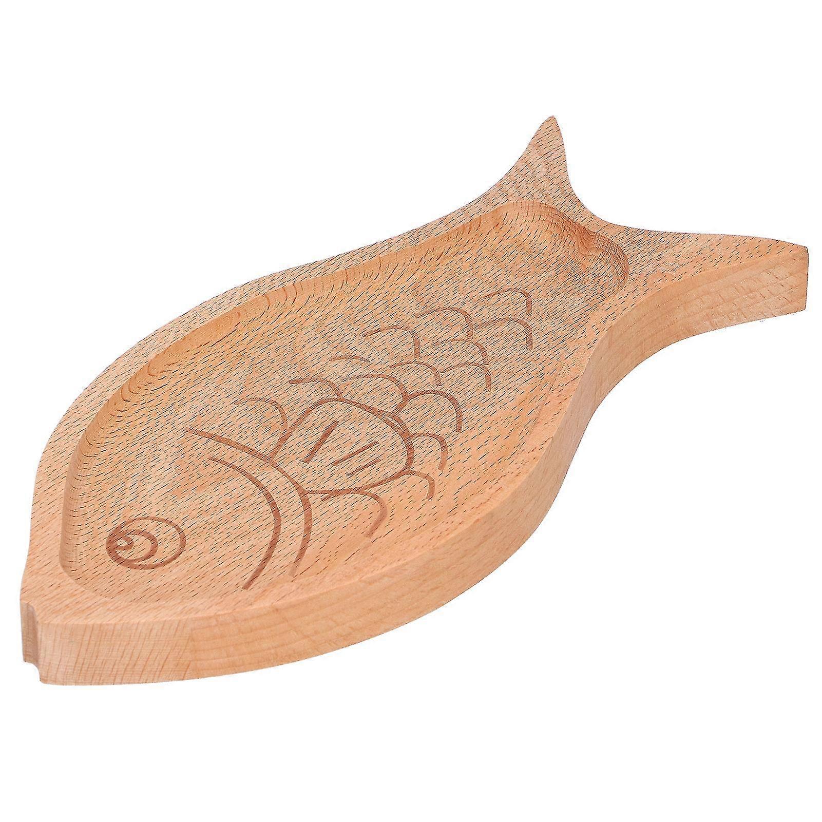 Wooden Plate FishShaped MultiGrain Creative Fruit Dessert Tray Table Box Candy Dish