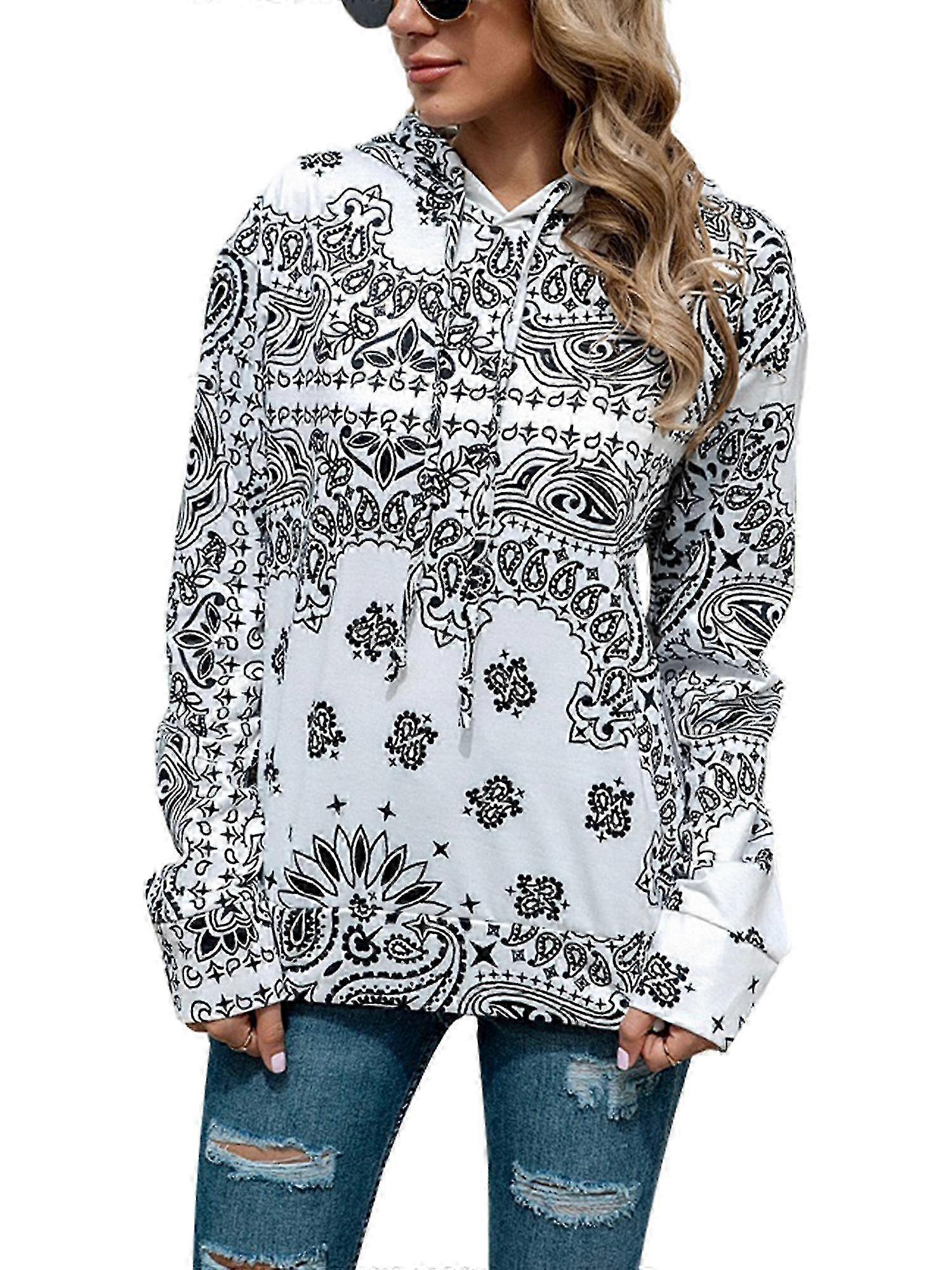 Kvinner Langermet Casual Print Hettegenser