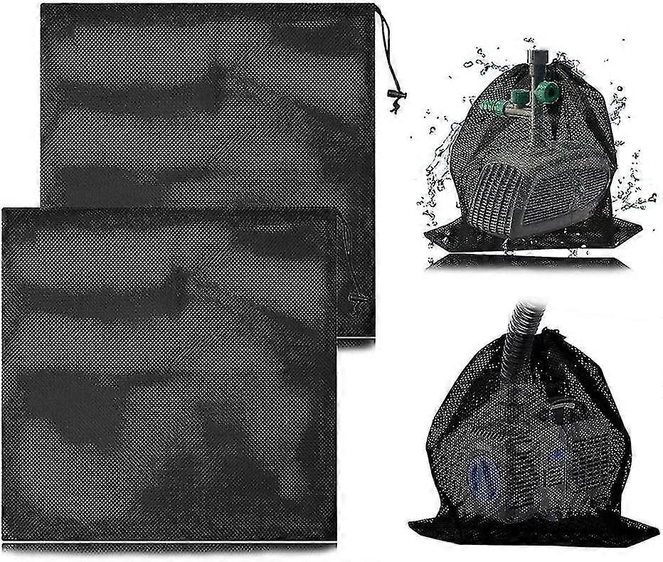 2pcs pump mesh bag, mesh pump filter bag, pump protector bag with drawcord for bio pool filter (45 x 45 cm)