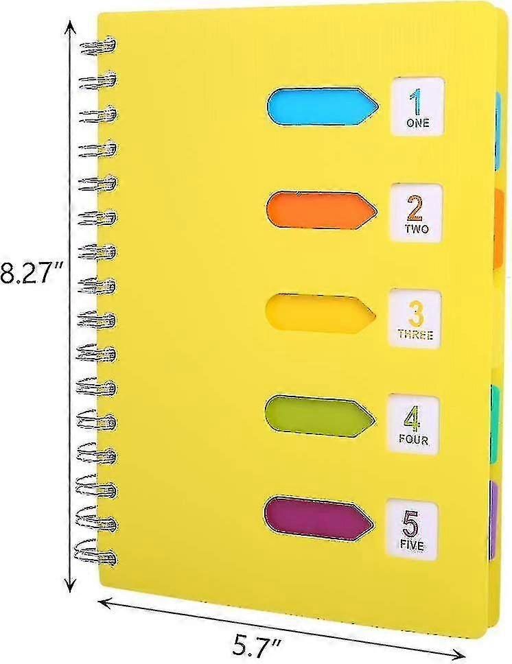 5 Subject Notebook, A5 Notebooks And Journals Spiral Bund, Wide Ruled, Lab Professional Notepad