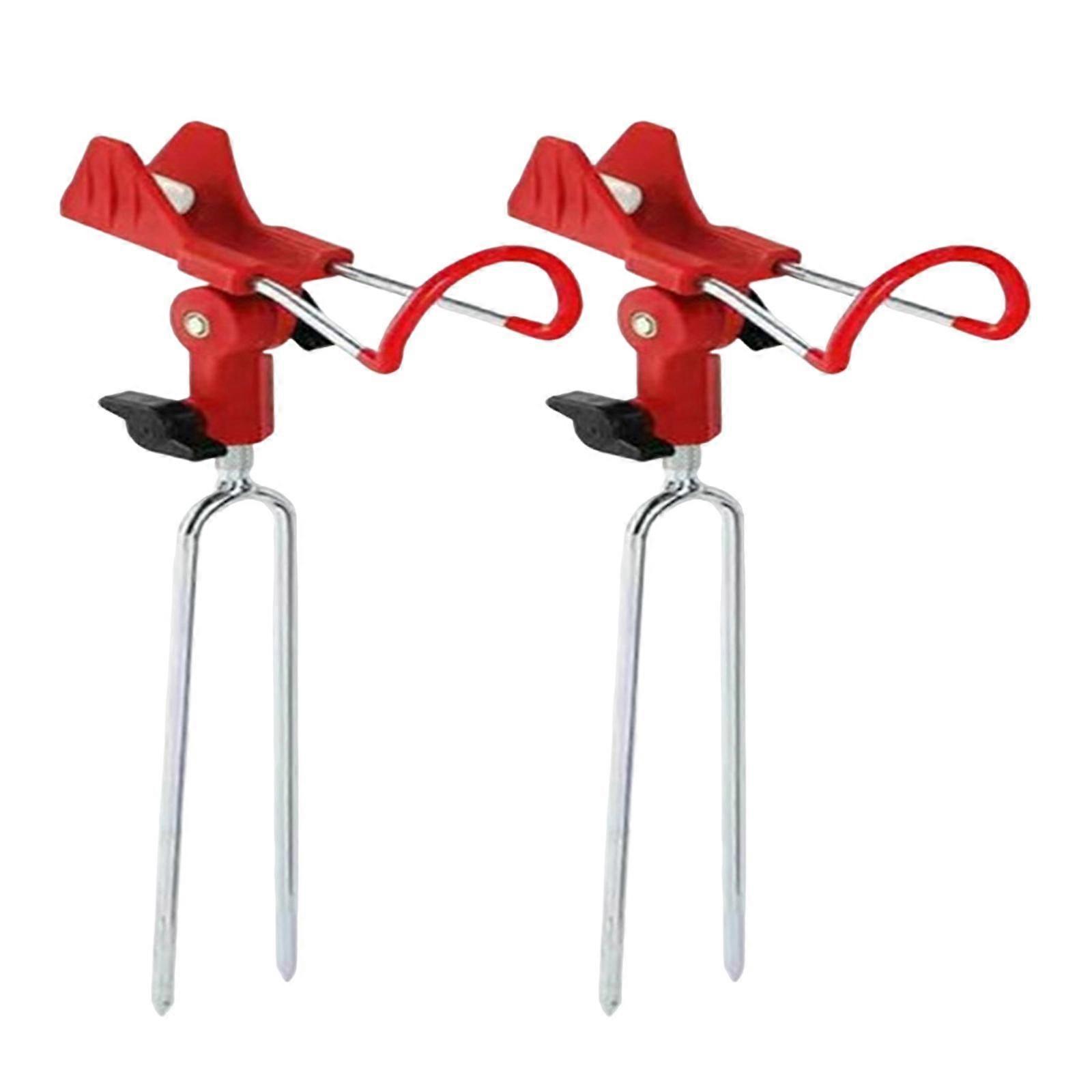 2Pcs Fishing Rod Holder Outdoor Adjustable Support Stand Red