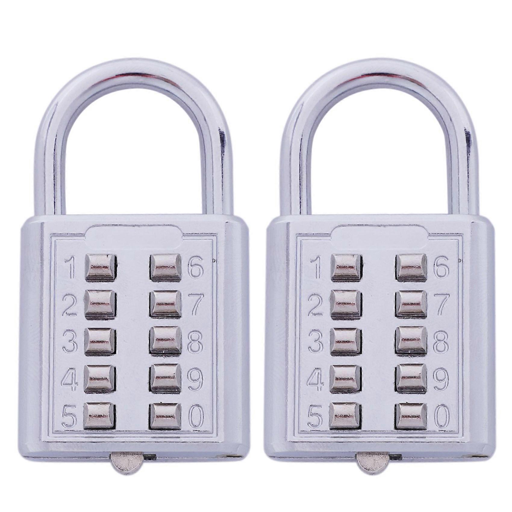 2X Anti-Theft Button Combination Padlock Digit Push Password Lock Zinc Alloy Security Lock Suitcase