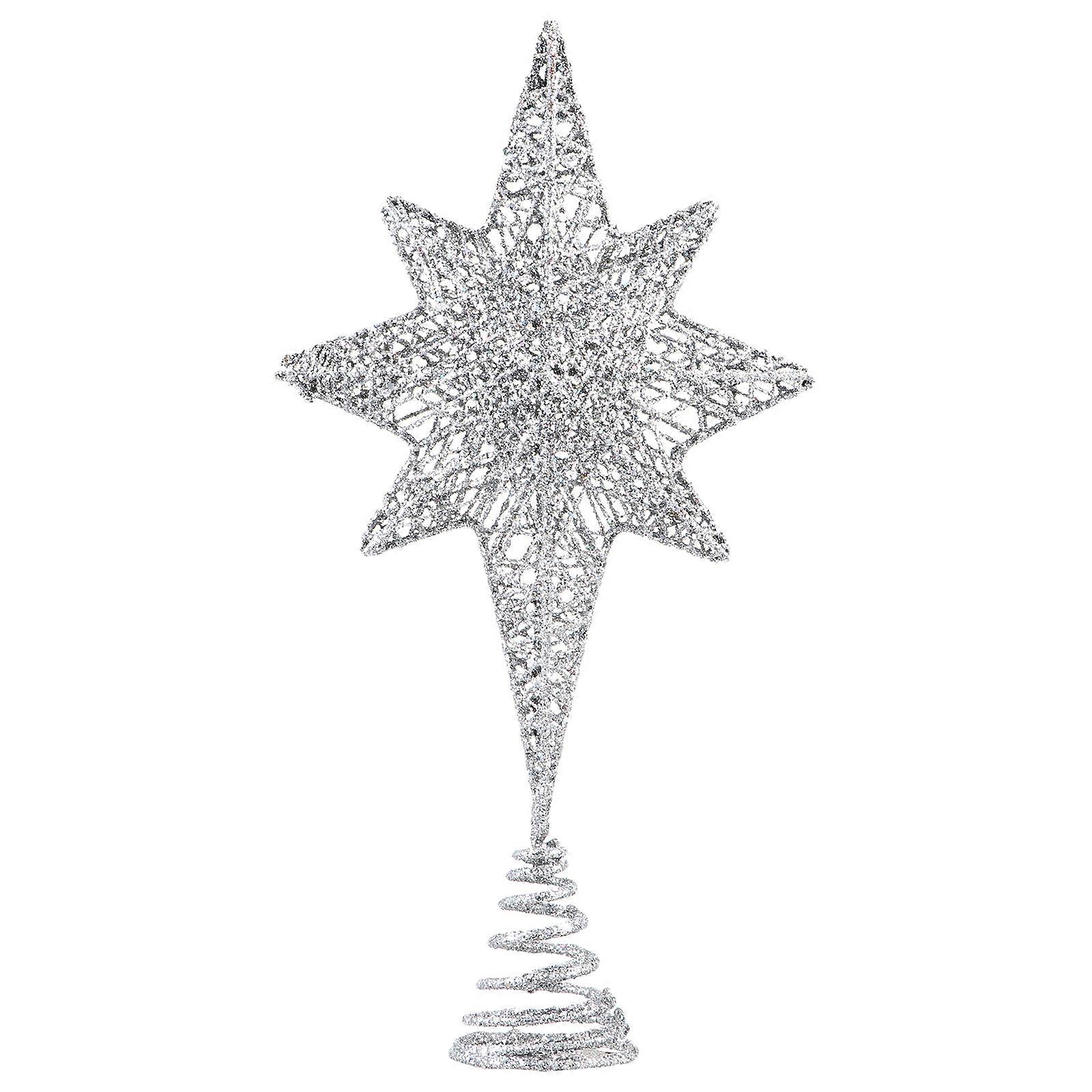 1Pc Christmas Tree Ornament Party Xmas Tree Eight Pointed Star Topper (Blue)