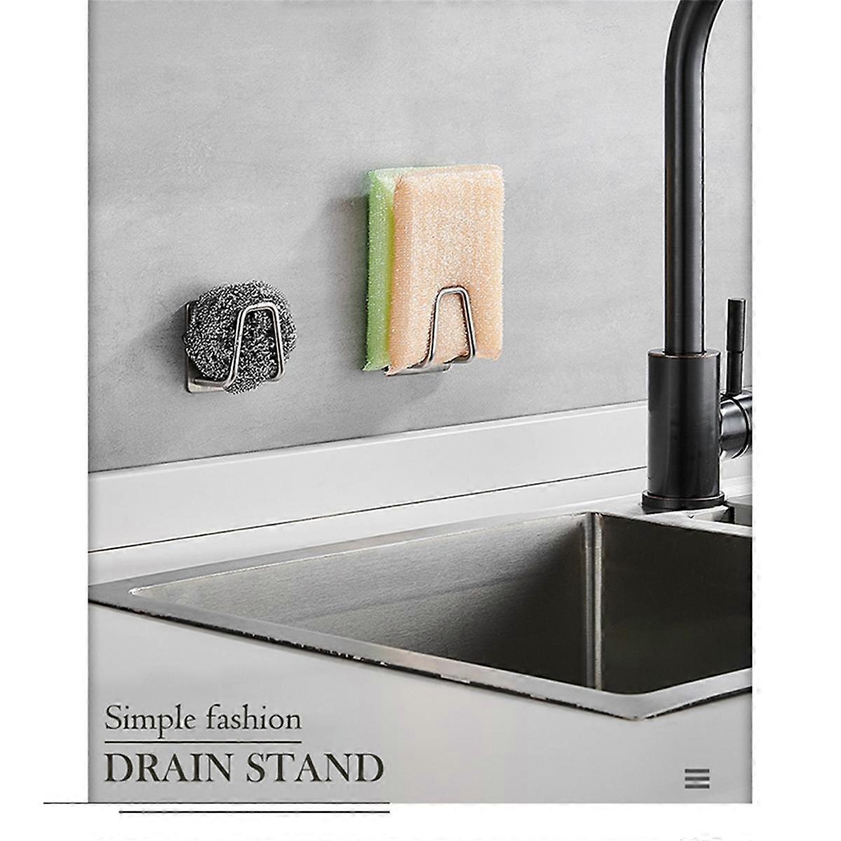 Kitchen Organizers Sponge Holders Soap Drying Racks Self-Adhesive Sink Drain Racks White