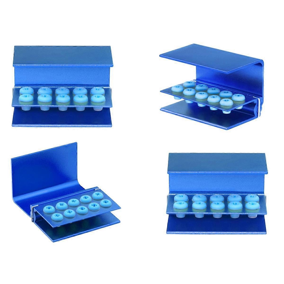 4Pc/Set 10 Holes Burs Holder Block Case for CA/RA&FG Autoclavable Burs Holder with Silicon Cover Bl