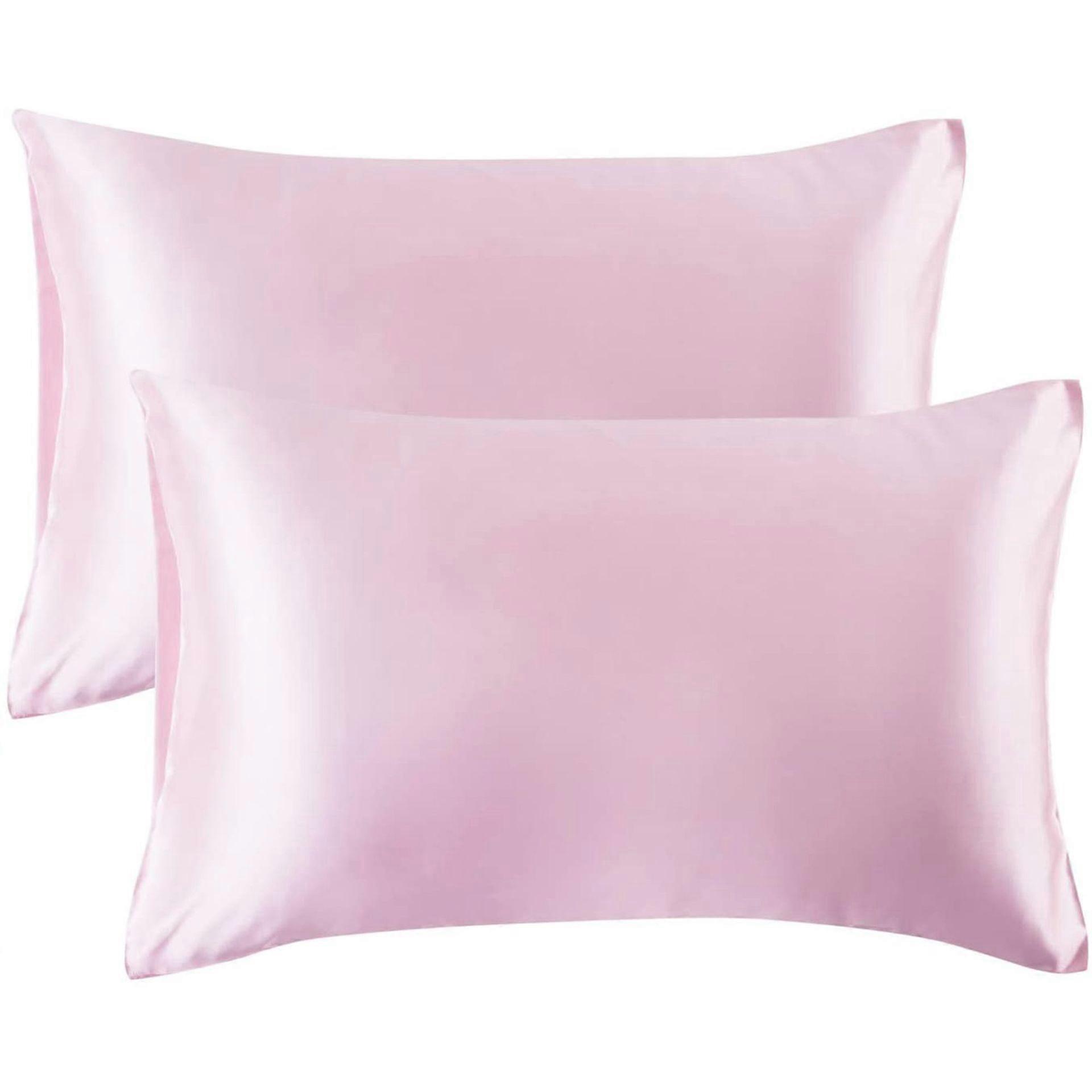 Satin Pillow Cases Pillowcase For Hair And Skin Standard Size With Envelope Closure(2 pcs, pink)