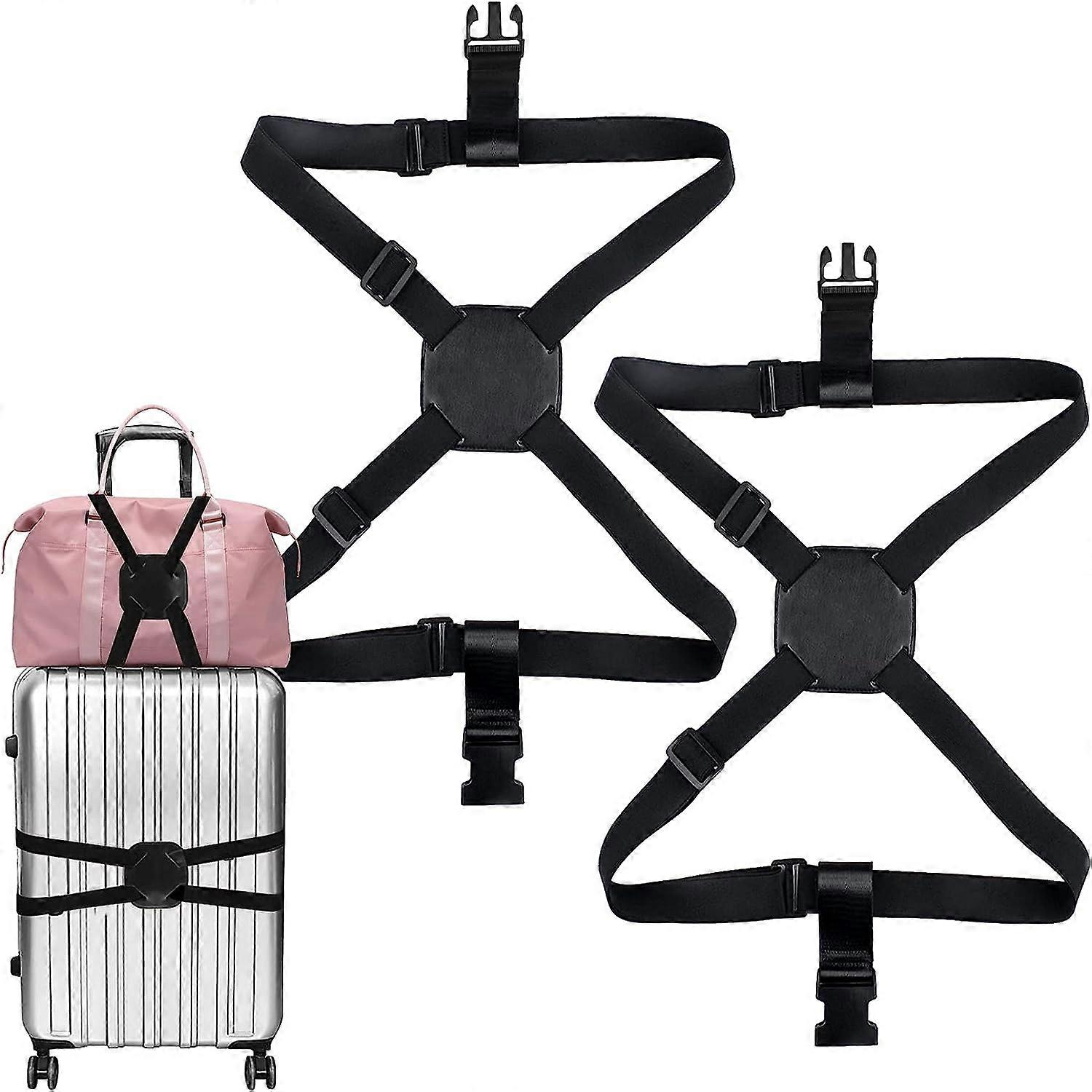Luggage Straps, Elastic Luggage Fixed Straps for Suitcase, Quick Release Adjustable Travel Suitcase Belts with Buckle for Suitcases Travel Bagblack2pc