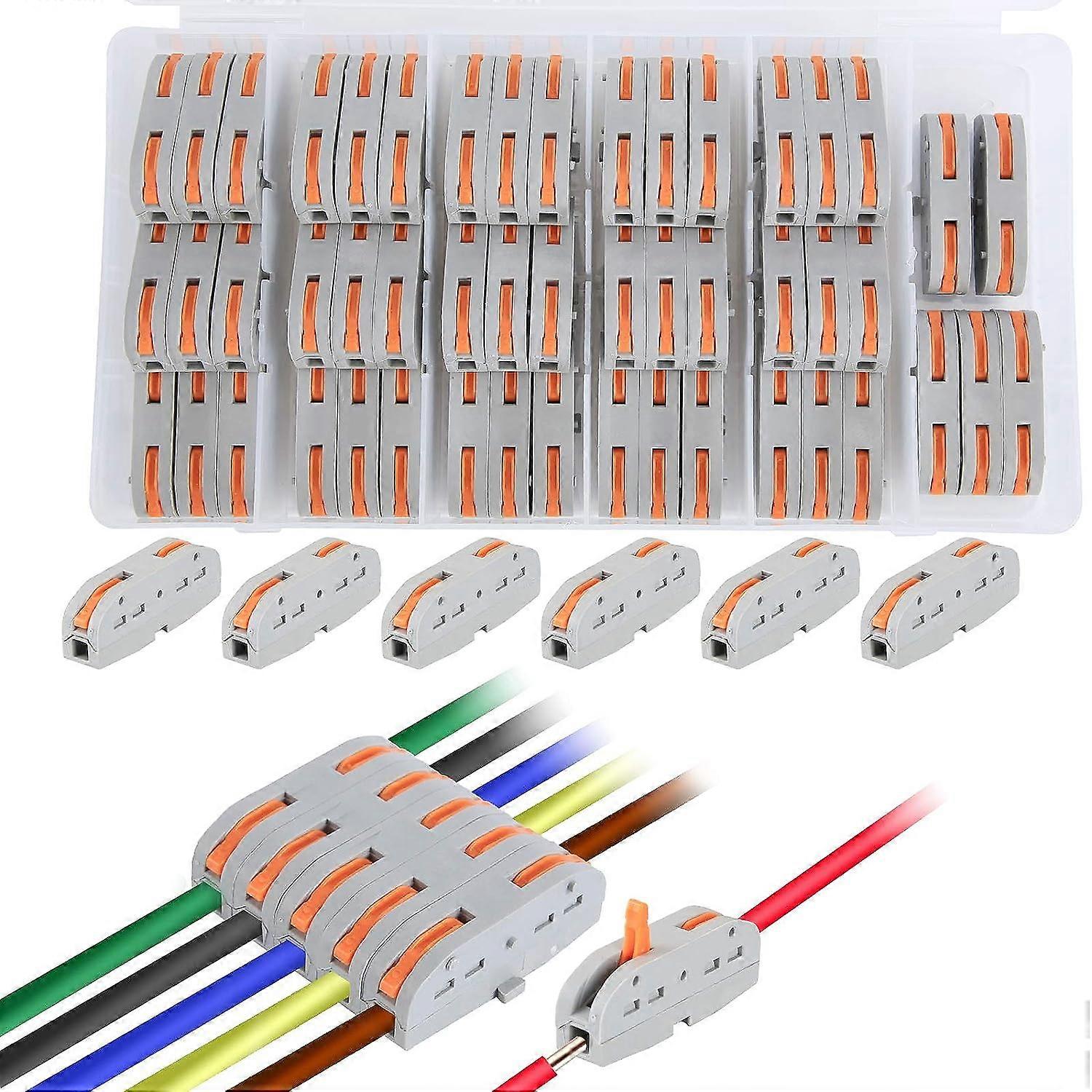 Spring Loaded Quick Connector Terminal, 1 Way 2 Port Conductor Compact Wire Connectors, Cable Clamp Terminal Block Connector