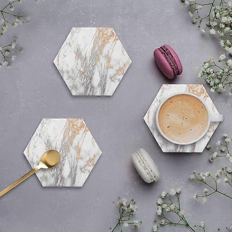 Coasters for Drinks Absorbent,Drink Coasters for Wooden Table with Metal Holder,Rustic Home Decor for Living Room Bar