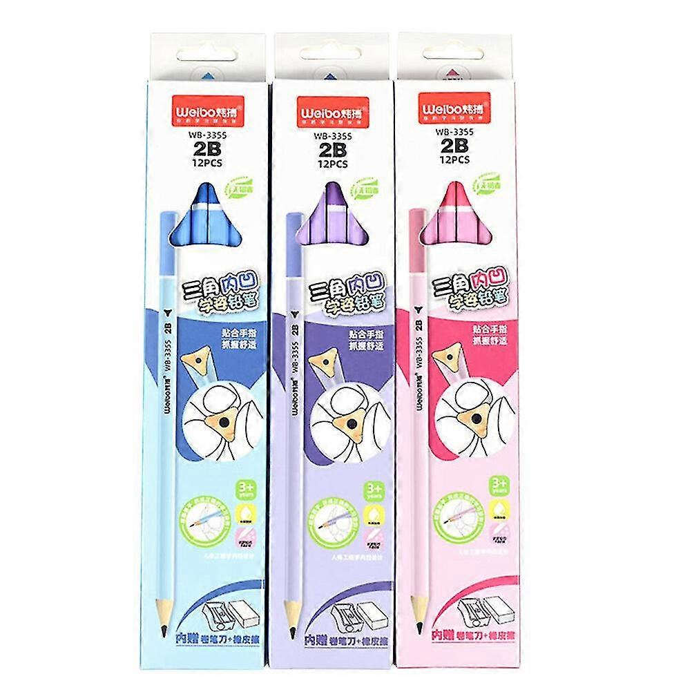 3 Sets Triangle Wooden Pencils Standard Pencils Students Pencils With Sharpners