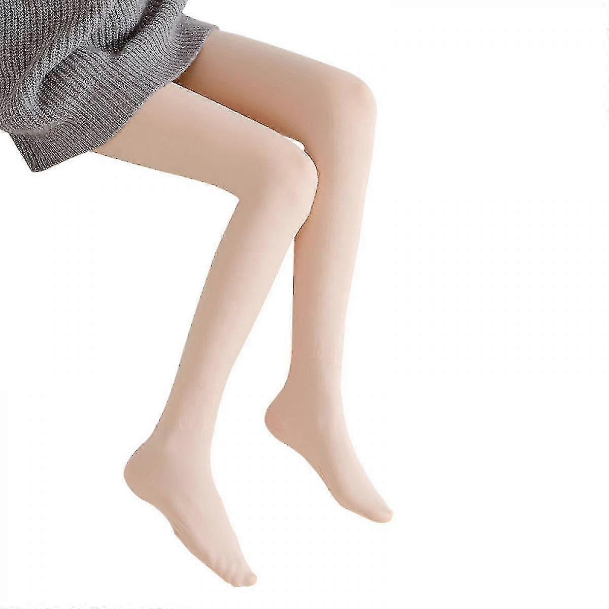 شفاف دافئ الصوف جوارب طويلة المرأة الصوف مبطن سميكة جوارب طويلة لون الجلد، 300G