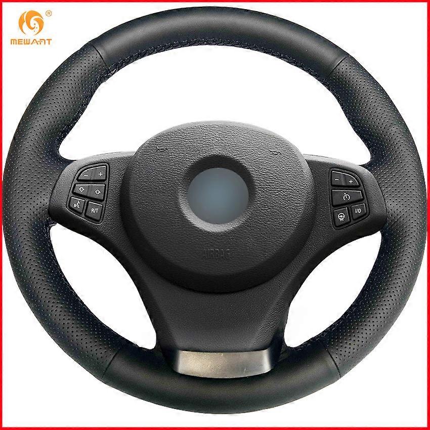 MEWANT musta aitoa nahkaa auton ohjauspyörän suojus BMW E83 X3 2003-2010 E53 X5 2004-2006 sisustustarvikkeet osat