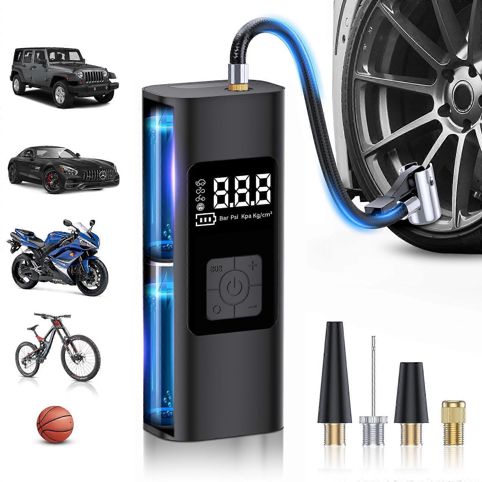 Tire Inflator Portable Air Compressor- New Upgrade 6000mAh Portable Air Pump-150PSI Cordless Smart Tire Pump -Accurate Pressure LCD Display, 3X Fast I