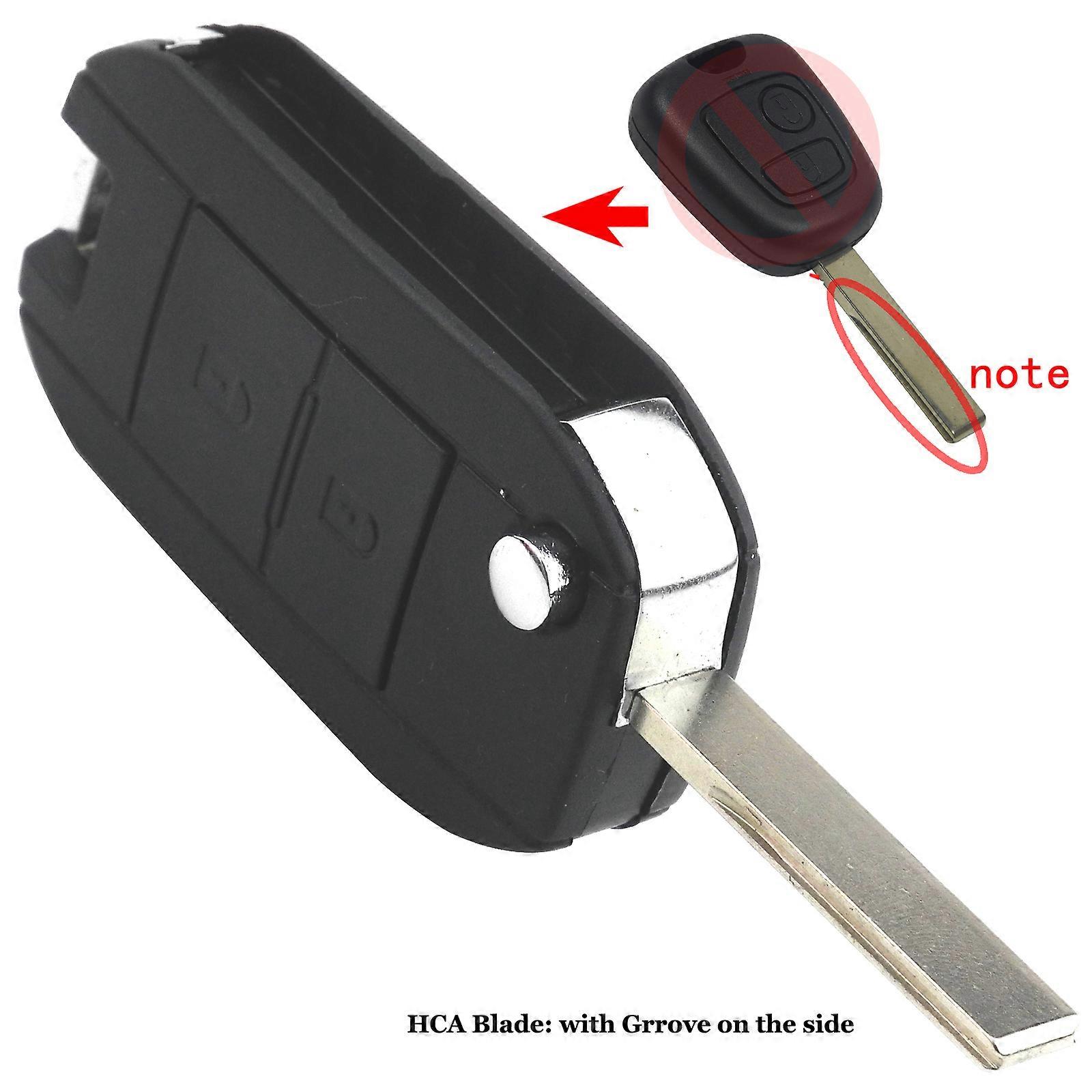 VA2/HCA Car Flip Folding Key Shell For Peugeot 307 107 207 607 407 Modified Remote Entry Key Fob Case 2 Buttons