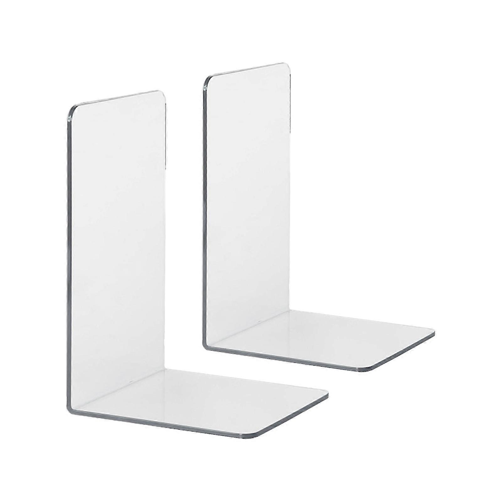 2 Pieces Transparent Plastic Book Ends Acrylic Bookends L-Shaped Bookend