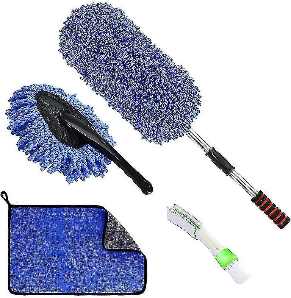 4pcs Car Duster Brushes Set, Car Dusters With Extendable Handle Dirt Cleaning