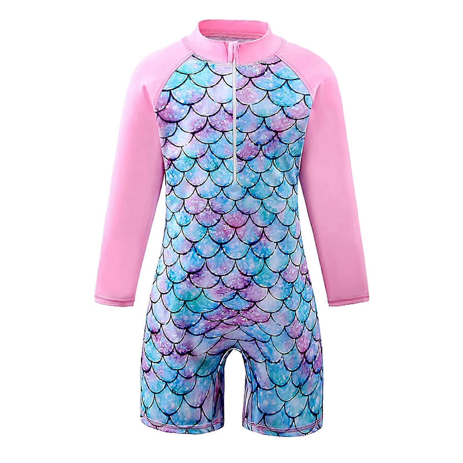 Mädchen Badeanzug Meerjungfrau Einteiler Bademode Reißverschluss Alter 4-5 Jahre