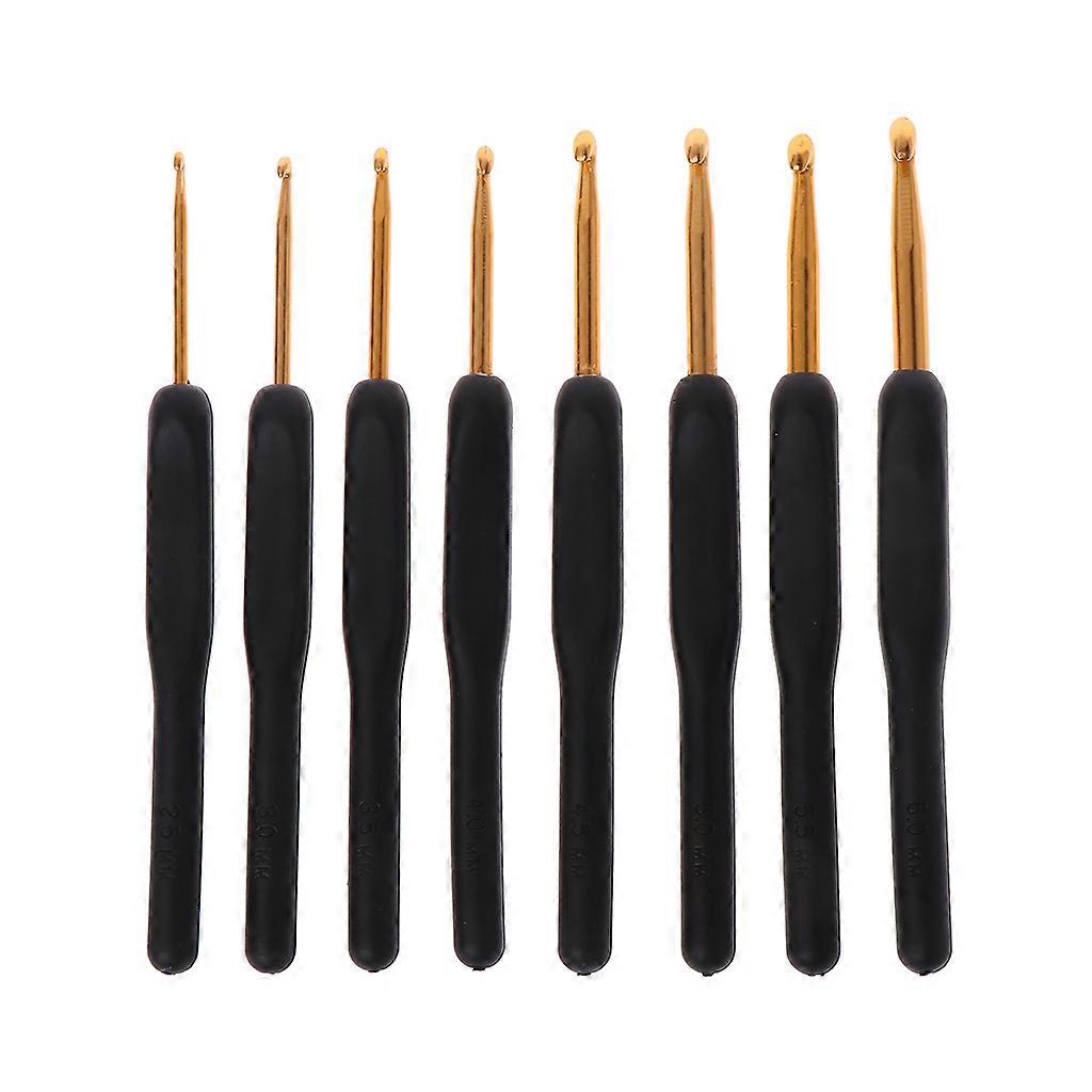 8Pcs Bearded Needle Crochet Hooks Set Ergonomic Soft-Grip Handle Yarn Weave Craf