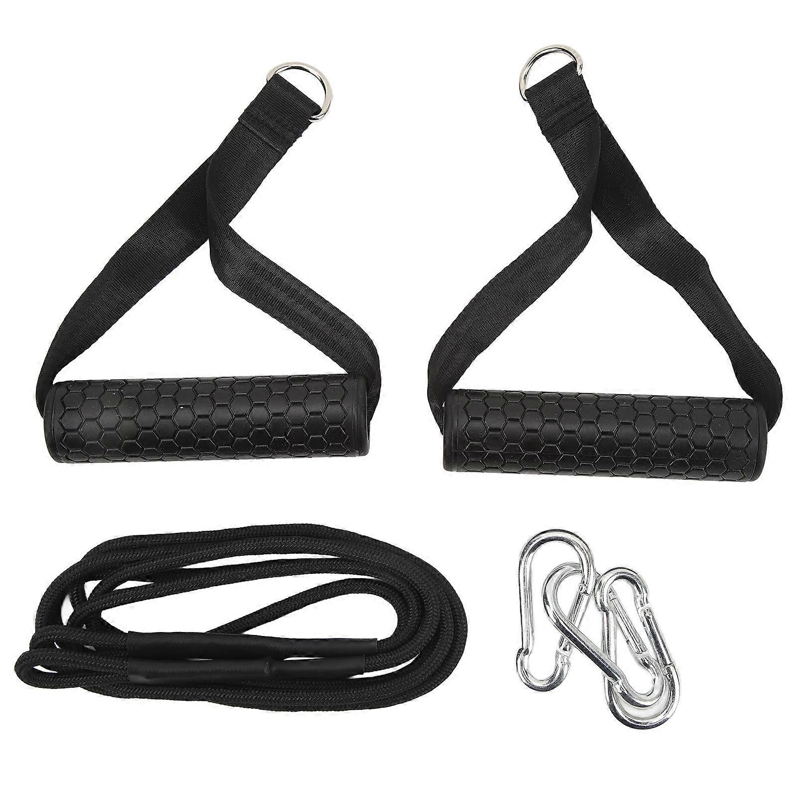 1Pair Pull Up Handle Cable Handle TPR Rubber Coated Grip Anti Slip Straight Gym Equipment Attachment for Weightlifting Exercise
