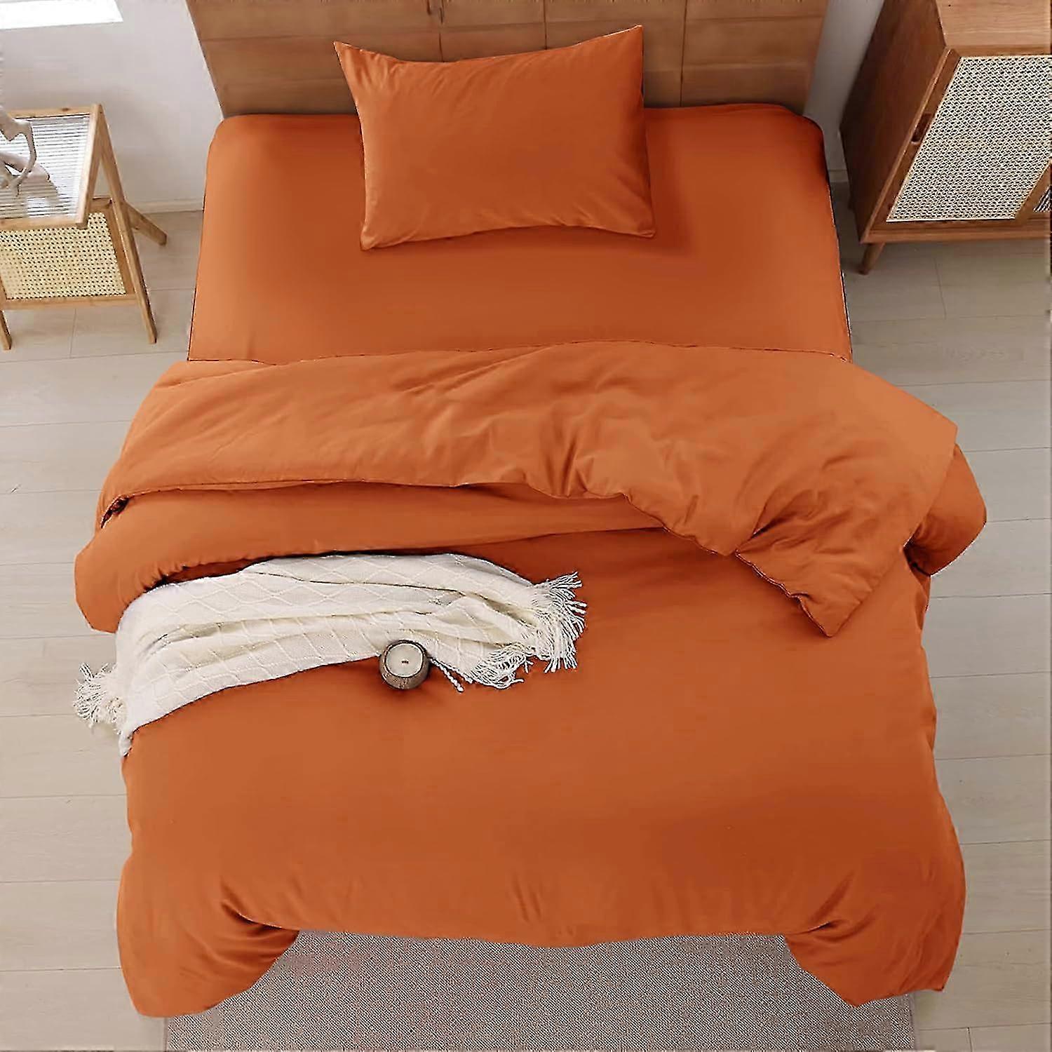 J2378 Sengetøy Sengevevstoler 3-delt sengetøysett - Dynetrekk, Montert laken med putetrekk - Myk børstet mikrofiber \u2013 Rust laken BBA2378