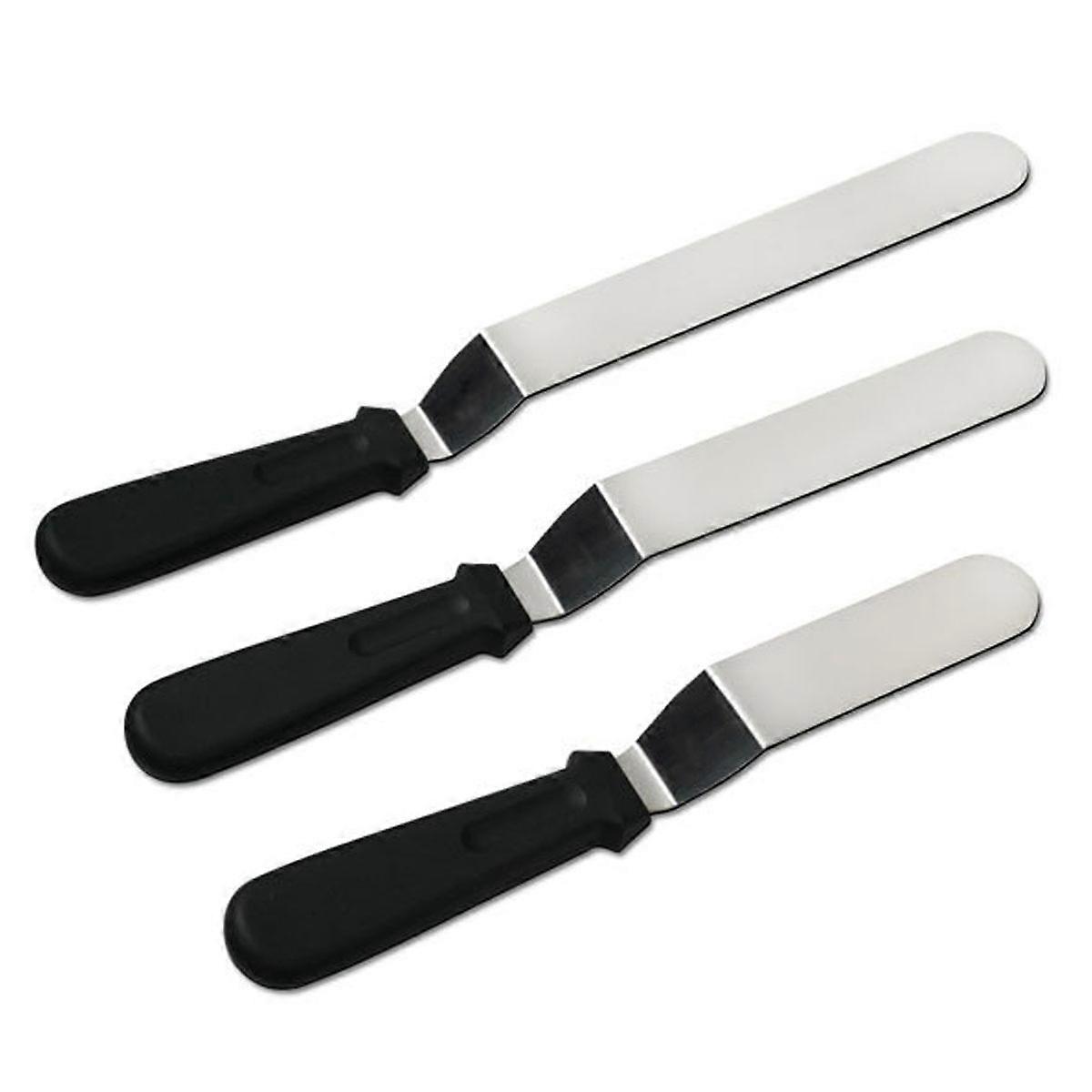 Icing Spatula, Offset Spatula for Cake Decorating, Baking, Angled Frosting Spatula with 6, 8, 10 inch Stainless Steel Blade, Set of 3