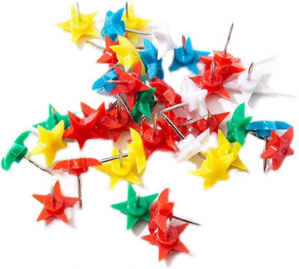 100pcs/Pack Classic Decorative Colorful Pushpins Set Cute Star Thumb Tacks Set for Ideal for Displaying Files Photos Pos Pushpins