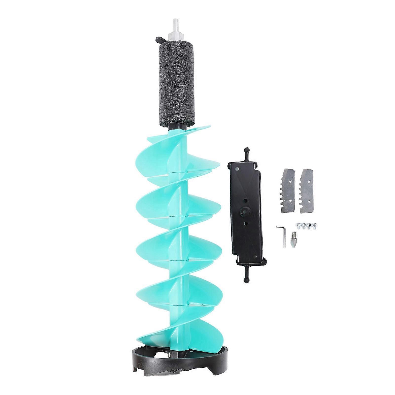 Winter Electric Auger Kit with Locating Tip Floating Nylon Ice Breaking Spiral Drill Bit for Deep Water Thick Ice Layer