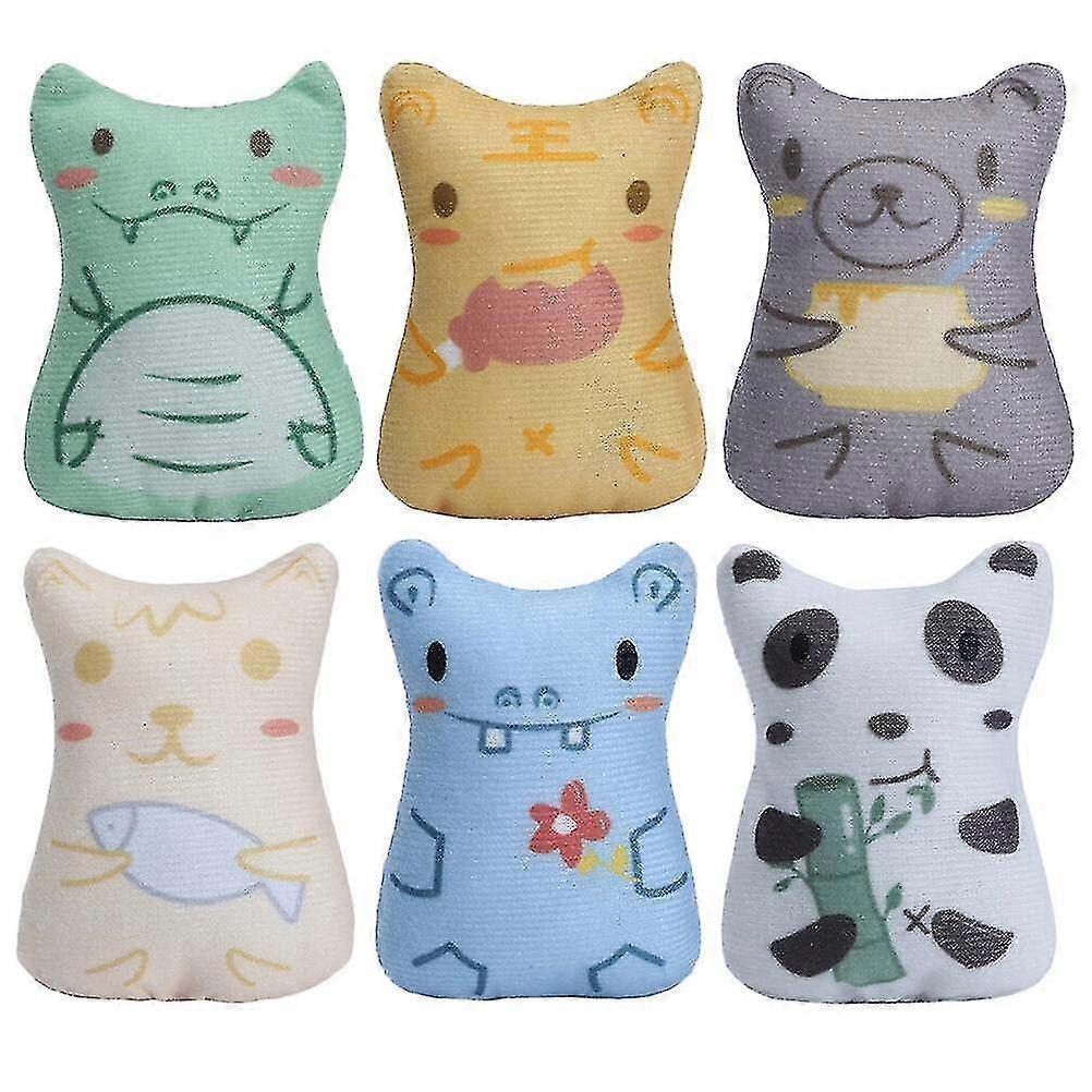 6 Pcs Pet Cat Toys Catnip Filled Interactive Cat Toys Kitty-shaped Chew Supplies