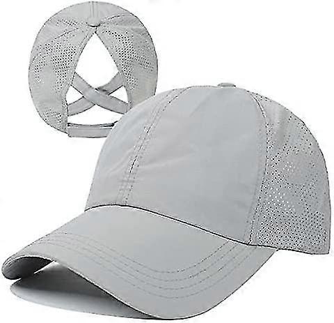 Baseball Cap Solid Color Baseball Cap Adjustable Quick Drying Mesh Messy Bun Ponytail