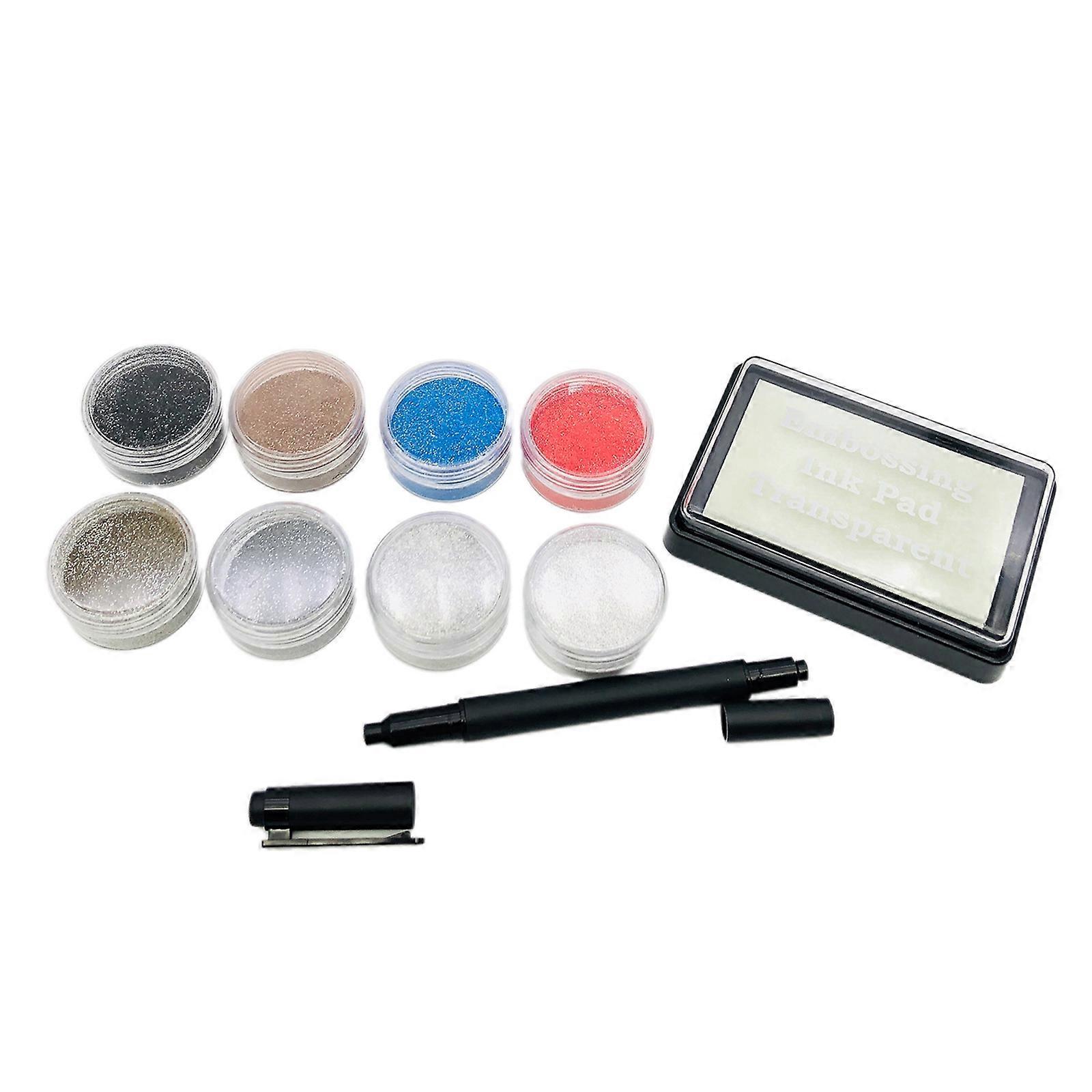 Embossing Started Kit Embossing Ink Pad Clear Embossing Pen 8x 10ml Embossing Powders zur Verwendung mit Embossing Heat Tool