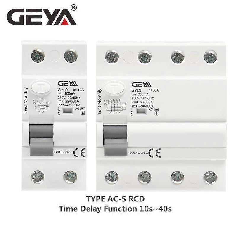 GEYA GYL9 AC-S Type Time Delayed 10s-40s RCD RCCB ELCB Delay Type Electromagnetic Circuit Breaker