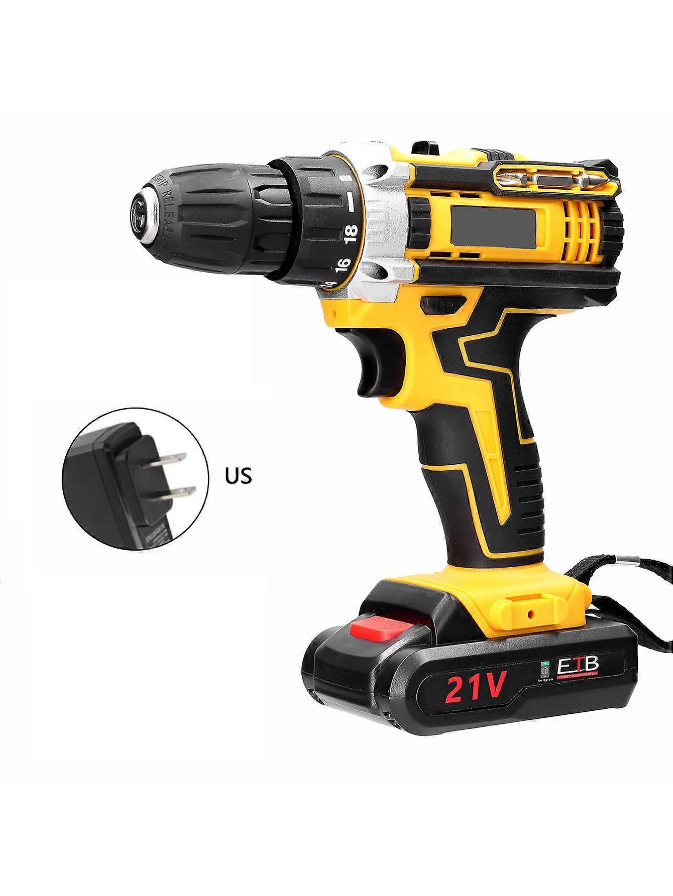 21V Cordless Drill Electric Drill Cordless Impact Drill With 6.0 Ah Battery Household Multifunctional Electric Screwdriver