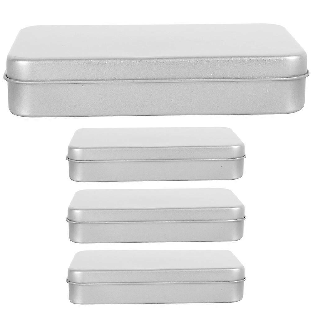 4Pcs Small Tin Box Metal Tins Container Rectangular Tins Box Portable Box Containers