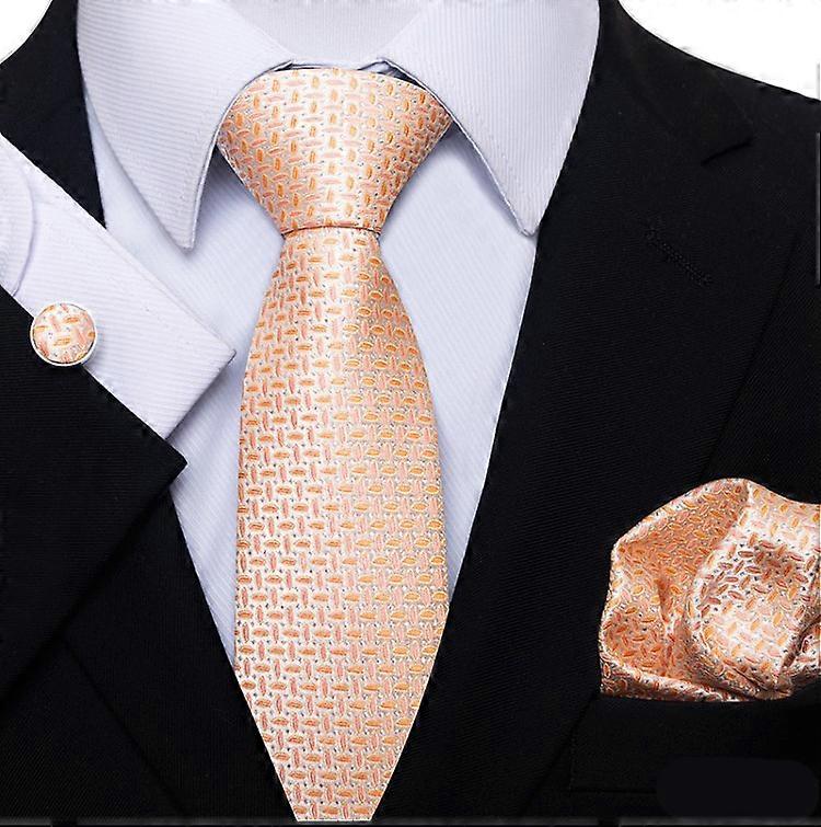 Mens Plaid Check Silk Necktie Formal Business Ties Pocket Square Cufflinks Set