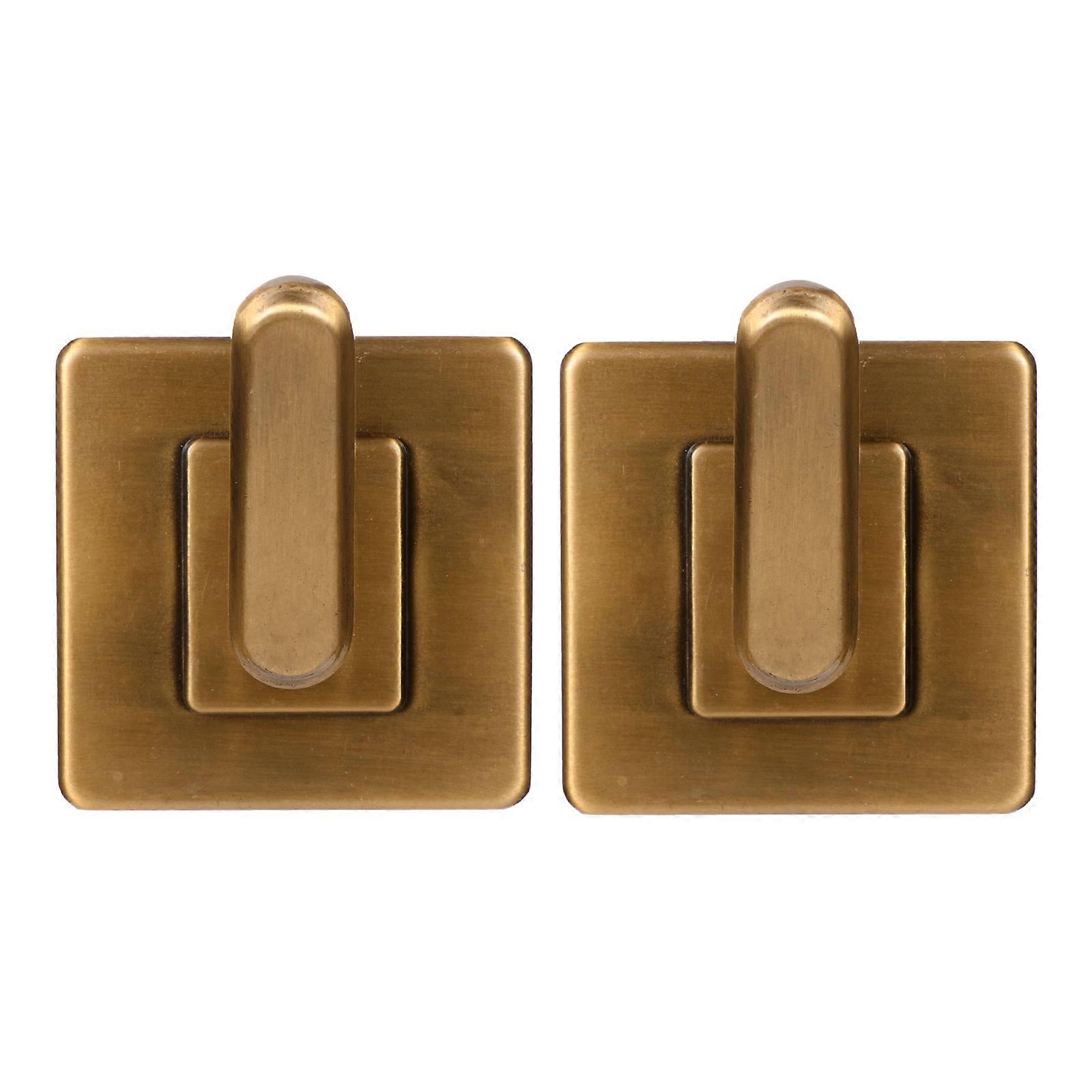 2Pcs Square Base Punch Free Wall Hooks Self-Adhesive Bathroom Kitchen Hooks