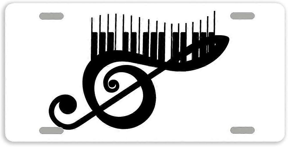 Capa de Placa de Licença de Etiqueta de Carro de Metal Music Note Auto Tag com 4 Furos 12 x 6 Polegadas