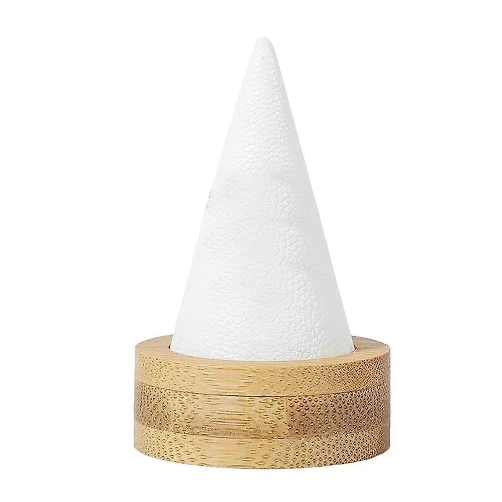 1pc Bamboo Ring Display Stand Round Base Cone Ring Holder Jewelry Display Rack White