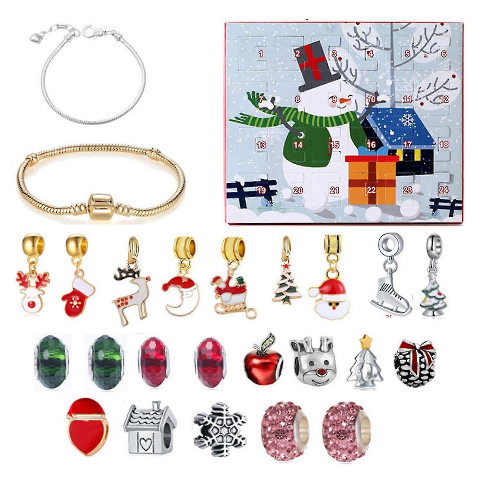 1set Christmas Advent Calendar Kit Advent Calendar Bracelets For Girls 24 Days Countdown Calendar Christmas Gift For Kids Teens