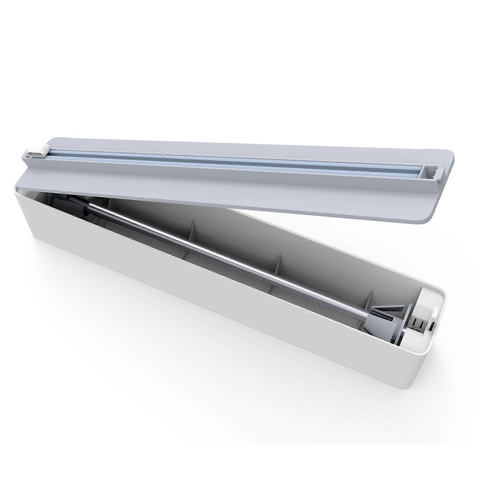 Refillable Magnetic Saran Wrap Dispenser with Cutter - Includes One Roll of 12" Food Wrap - Reusable Saran Wrap Dispenser with Cutter