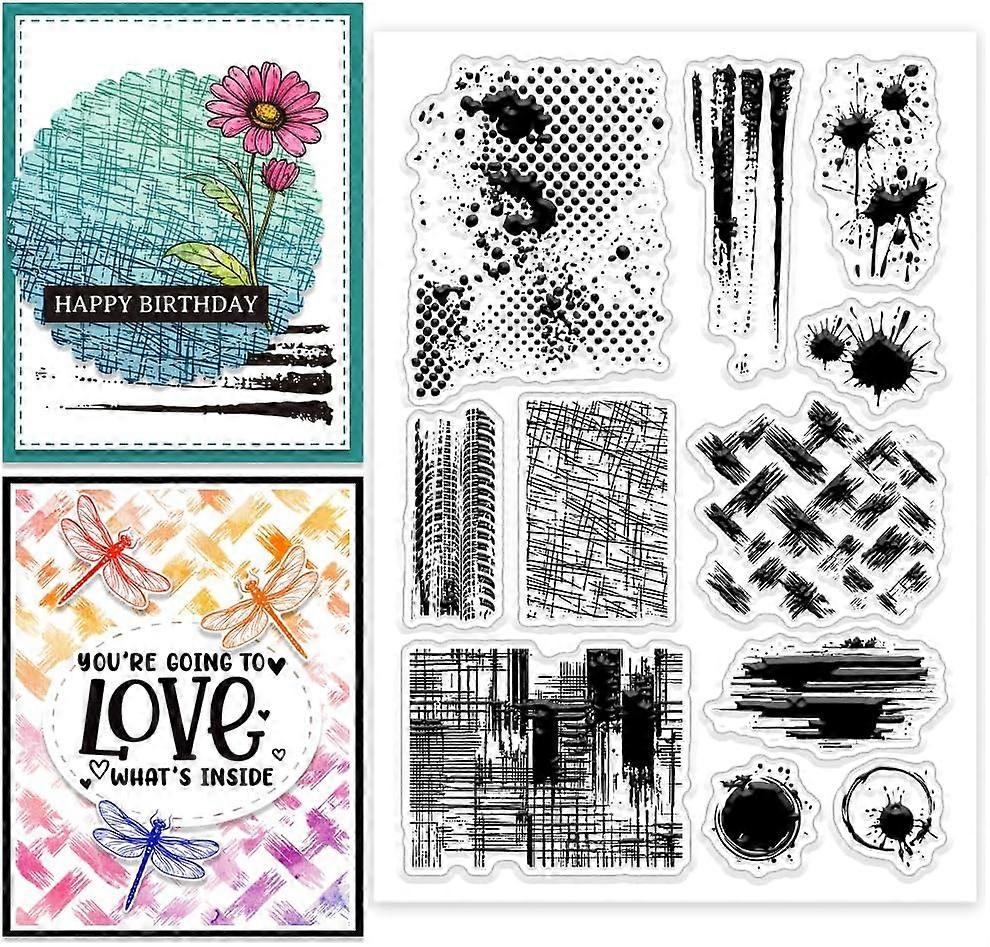 Stains Background Texture Clear Stamp Custom Silicone Clear Stamps Music Seal Stamps for DIY Scrapbooking Photo Album Decorative Cards Making Mixed Sh