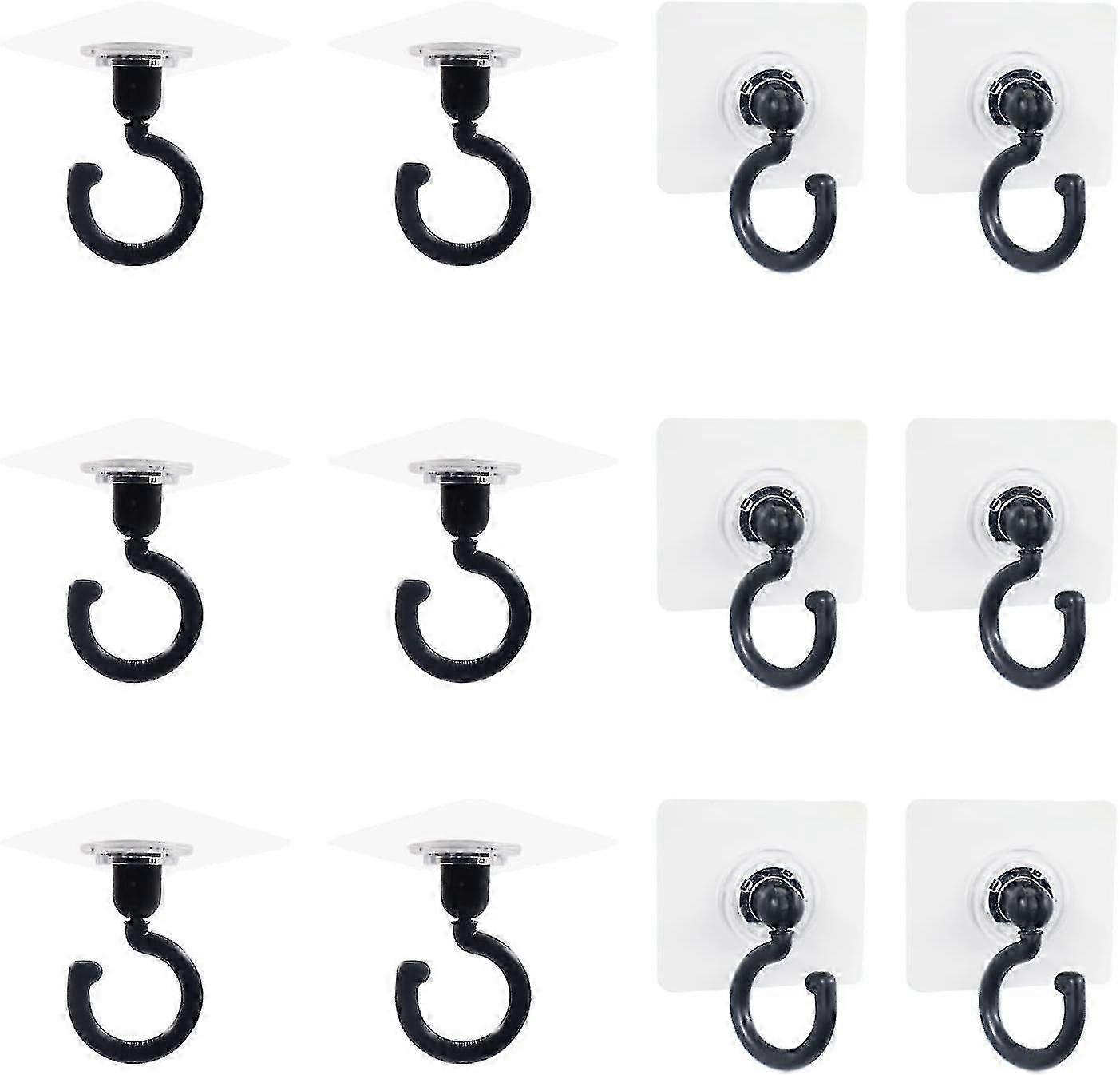 Adhesive Wall Ceiling Hooks, 360 Rotating Ceiling Hanger Hooks, No-drill No-damage Ceiling Hanging U