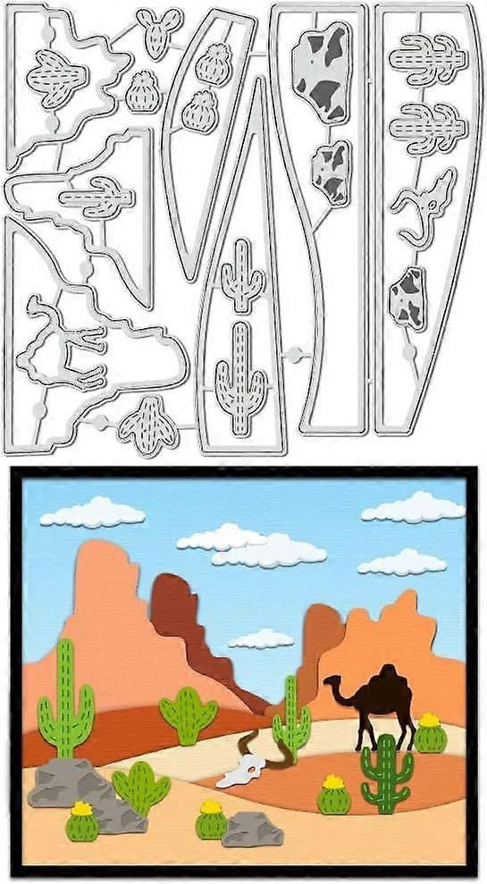 Desert Canyon Backdrop Cutting Dies for Scrapbooking Camel Cactus Die Cuts for Card Making Decorative Embossing DIY Crafts Favors