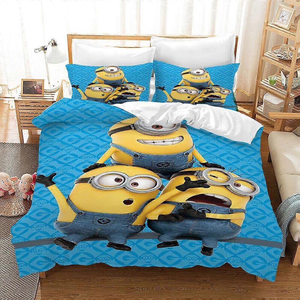 v389 Lakan Dumma Me Minion Påslakan Örngott Sängkläder Set Gåva 3-delat sängkläder set (1 påslakan + 2 kuddfodral) y389
