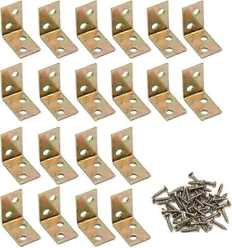 20 Pieces Assembly Bracket 90 Degree Right Angle Wooden Connector For Wall Mounting, Cupboard, Wardrobe, Partition Installation (23 X 23 X 32 Mm)