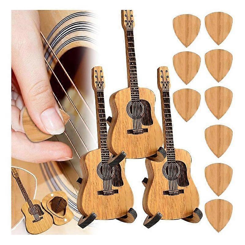 3SET Sherum Strumbox, Sheremart Strumbox, Trä akustisk gitarr plock Box med 3 PCS gitarr plektrum, Gitarr plocka vitrinskåp
