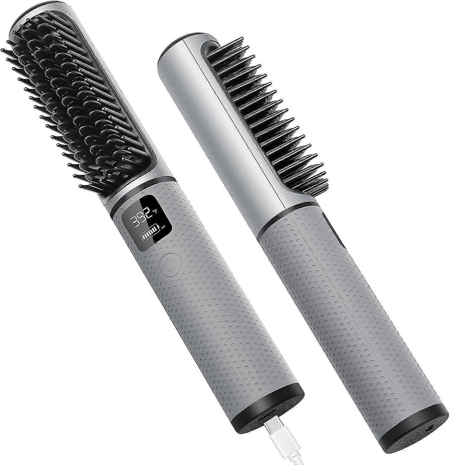 Cordless Straightener Brush, Portable Straightener Brush For Women, 2 In 1 Negative Straightener Styling Comb