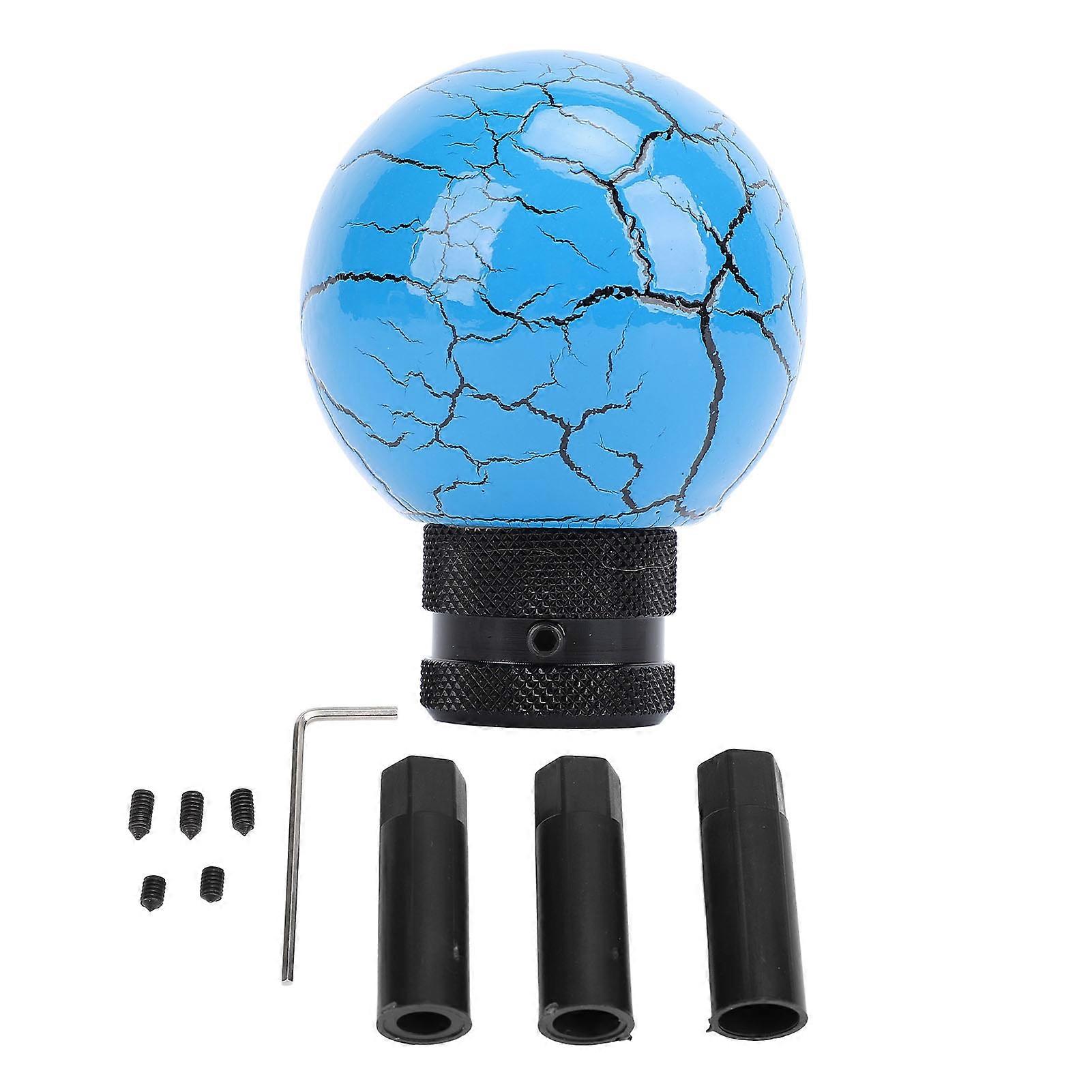 Car Shift Knob Resin Shifter Lever Head Knob Round Ball Shifter Knob with 3 Adapters Universal for Manual Vehicles Blue