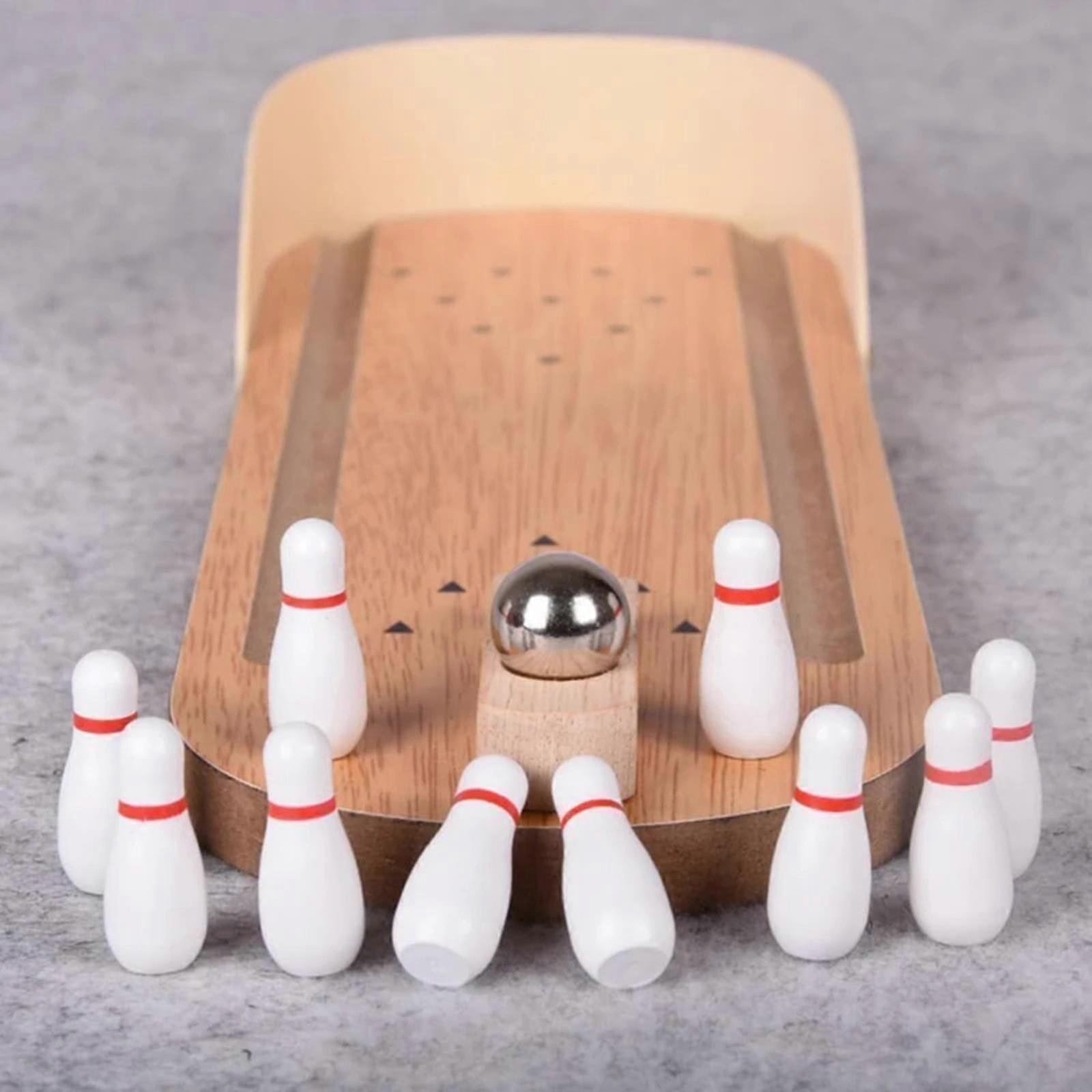 Parent-child solid wood children's educational bowling table game good ball
