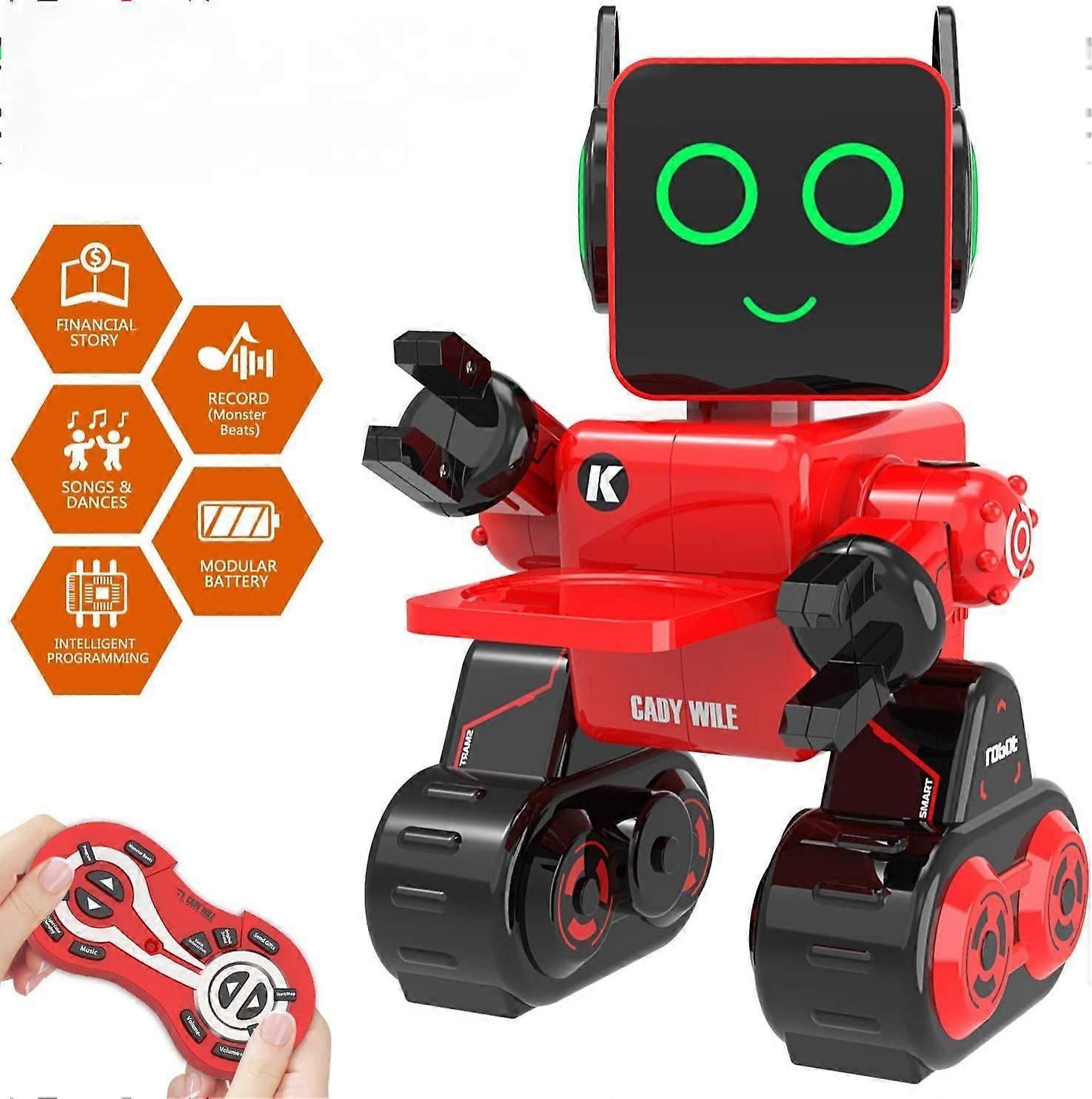 Robot toy, remote control robot toy for kids, intelligent programming RC robot, suitable for ages 8 and up to sing, dance, talk, transfer (red)