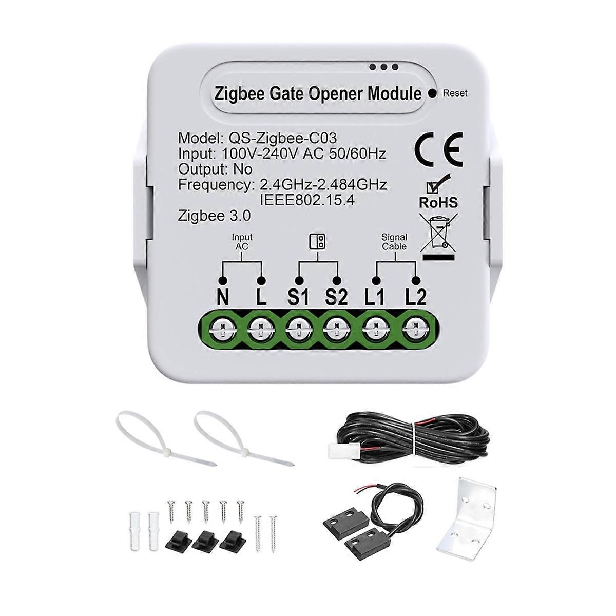 SmartZigbee Garage Door Opener - Remote Control Gate Accessory Compatible with Alexa & GoogleHome